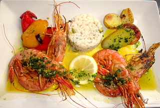 Gambas snack�es au beurre